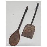 Antique wrought iron firplace utensils