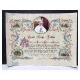 Catholic religious vintage certificate