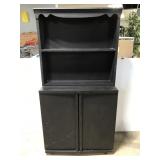 Vintage black wood cabinet shelf