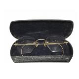 Antique eyeglasses in case