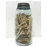 Old blue tint mason jar w/ lid