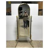 Tilting dressing mirror on metal stand