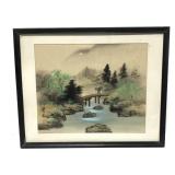 Framed Asian silk art painting -1