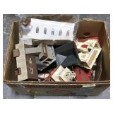 Assorted Plasticville model train village parts