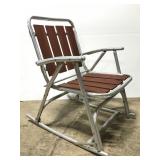 Metal & wood slat rocking lawn chair
