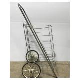 Rolling collapsible two wheel basket cart