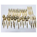 Gold toned stainless Avon rose cutlery