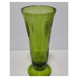Green glass grape and vine vase
