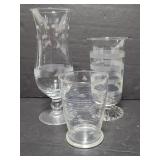 Trio of stripe & polka-dot etched glasses
