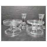 Glass candlestick & pillar candle holders