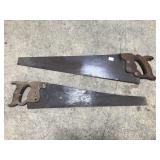 Two old handsaws w/ Atkins Co. saw