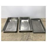Three stainless steel commercial chill tank trays