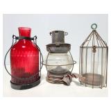 Three outdoor garden candle lanterns