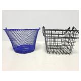 Two metal wire baskets