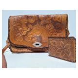 Old leather purse with wallet