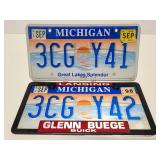 Two michigan licenses plates