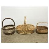 Three bow handle weave baskets