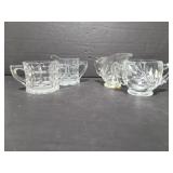 Two glass sugar/creamer sets