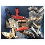 Tub of painting tools and supplies