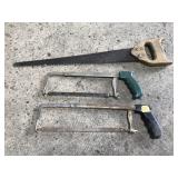 Two hack saws & twin edged hand saw
