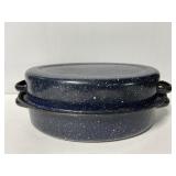 Oval granite-wear roasting pan with lid