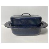 Square granite-wear roasting pan with lid