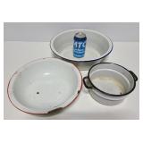 Three vintage enameled bowls