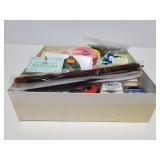 Box of assorted crafting supplies