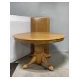 Oak wood large claw foot dining table w/ leaf