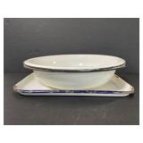 Lot of 3 vintage metal medical pans & tray.