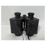 Vintage leather binoculars w/ compass inlay