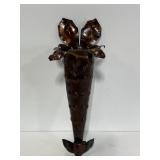 Bronze sculpted metal flower wall scone