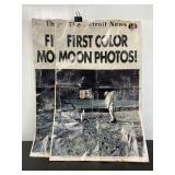 Lot of 2 Detroit News first color moon photos