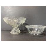 Lot of 2 vintage glass pedestal candy dishes