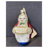 Antique glass accordion man ornament