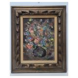 1969 Dee Lyon painting in carved wood frame