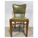 Vintage green studded leather upholstered chair