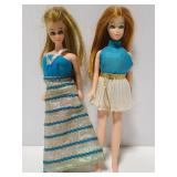Two small vintage Barbie like dolls
