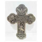 Small God Bless America metal cross wall plaque