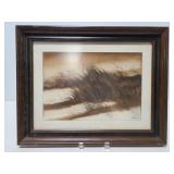 Framed lakeshore signed art piece
