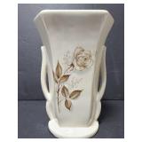 Vintage McCoy double handled vase w/rose design