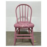 Vintage pink hand painted wood chair