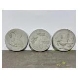 Lot of 3 vintage cement stepping stones