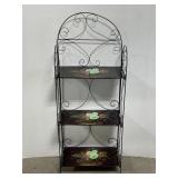 Vintage hand painted folding metal bakers rack