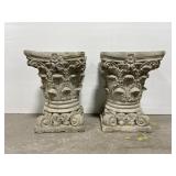 Pair of cement garden pillars