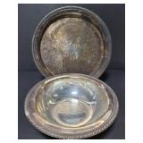 Unmarked metal serving tray and bowl