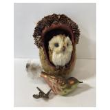 Handmade pine cone owl & bird ornaments