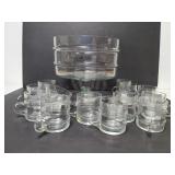 Glass rustic style punch bowl and cups