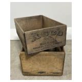 Lot of 2 vintage wood peach & produce crates