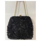 Vintage black beaded handbag